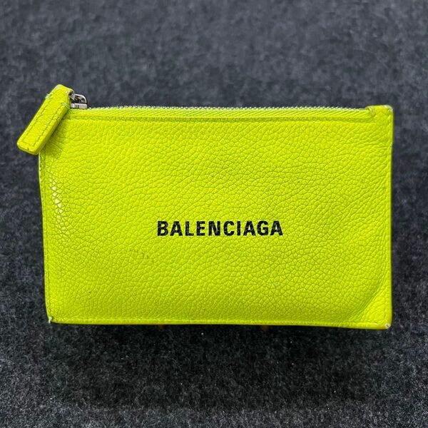 BALENCIAGA ネオンイエロー フラグメントケース バレンシアガ 小銭入れ 財布 カードケース レザー