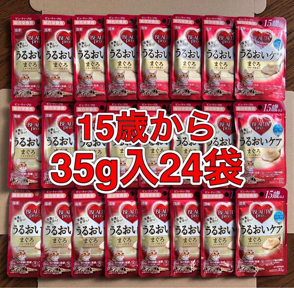 国産総合栄養食パウチ「ビューティープロ うるおいケア 15歳以上 まぐろ とろ〜り仕立て 35g入24袋」DHA 脳の健康に配慮