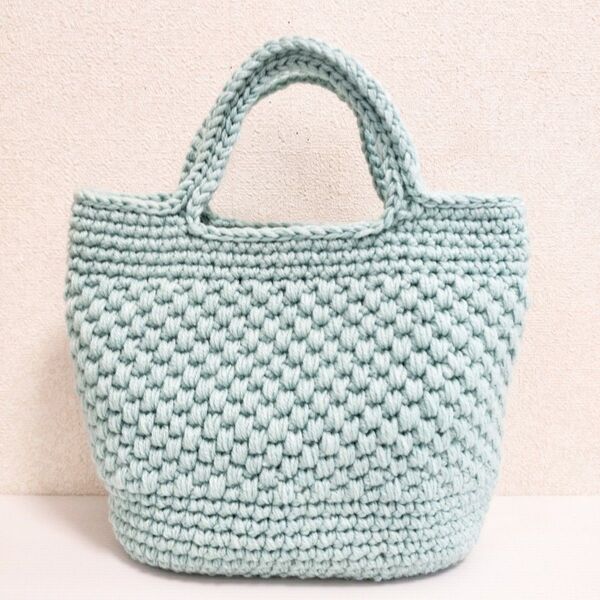 ニット 毛糸 トートバッグ マルシェバッグ かぎ編み ハンドメイド