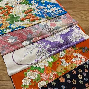 17 着物 正絹 縮緬 全巾 色々ハギレ 5枚