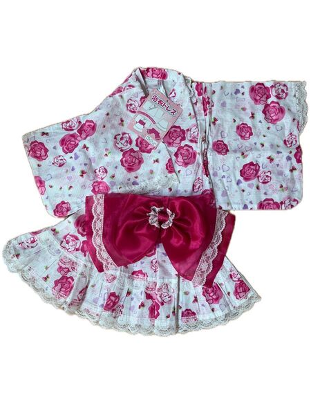 【新品タグ付】エリカランド 浴衣ドレス 90 花柄 女の子 夏