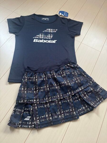 Babolat テニスウェア ネイビー チェック セットアップ 上下セット M L