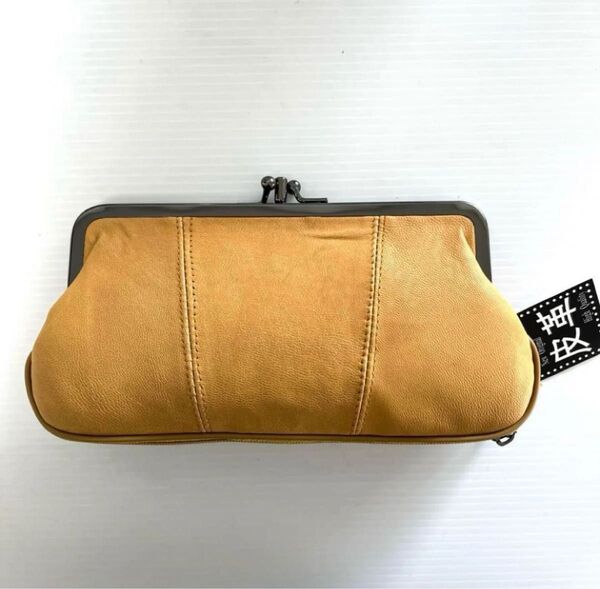 【金運アップ】ラムレザー がま口マルチポーチ★ラム革 がま口長財布