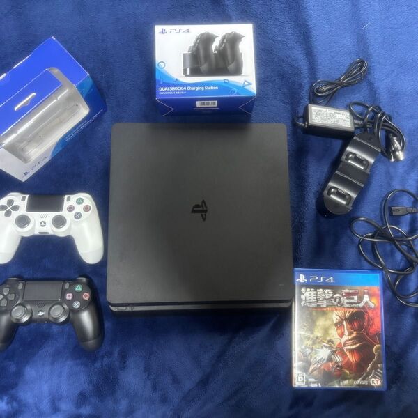 PlayStation 4 本体 コントローラー2個 充電スタンド ソフト2本 PlayStation4 PS4 SONY