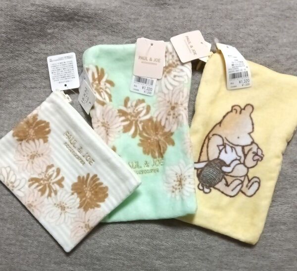 3枚 新品 ポール&ジョー クリザンテーム プーさん タオルポーチ