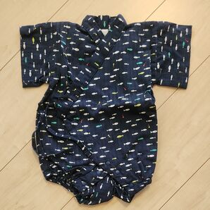 魚柄 甚平ロンパース 70サイズ