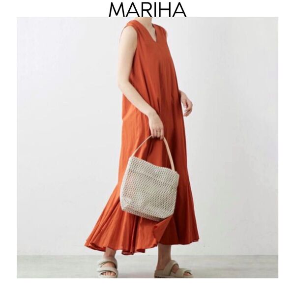 MARIHA 夏の月影のドレス サンセット マリハ martinique 別注 ロング ノースリーブ マーメイド オレンジ 36