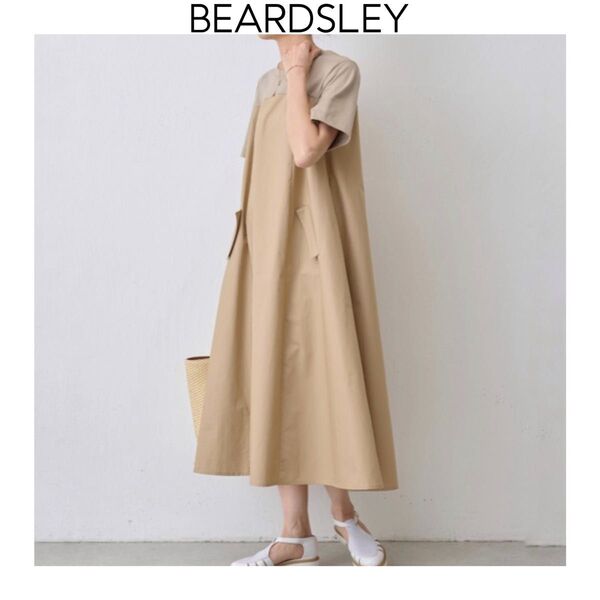 BEARDSLEY カットコンビフレアワンピース ベージュ ビアズリー 半袖 ロング 完売 春夏 コットン フレアー フリーサイズ
