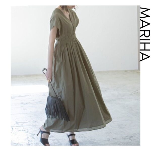 MARIHA 夏の光のドレス カーキ グリーン 緑 マキシ丈 マリハ ワンピース リゾート 半袖 ロング