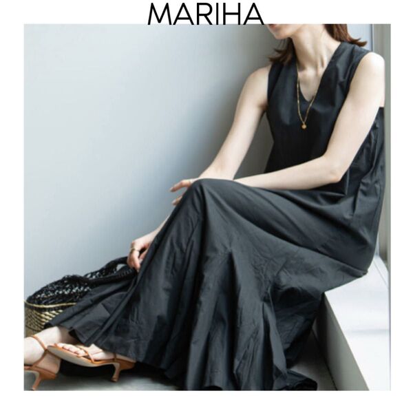 MARIHA 夏の月影のドレス ブラック マリハ ワンピース ノースリーブ マーメイド ロング コットン 黒