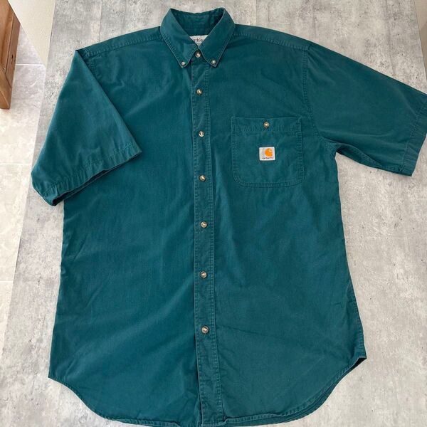 カーハート Carhartt ワークシャツ 半袖 グリーン サイズL