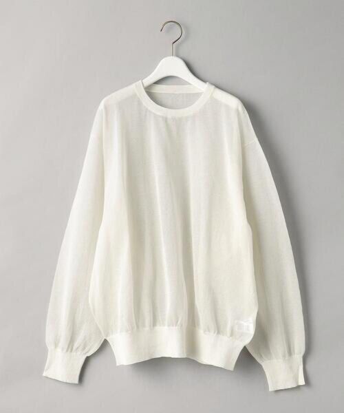 BEAUTY&YOUTH UNITED ARROWS コットンナイロン シアークルーネック ニット プルオーバー オフホワイト