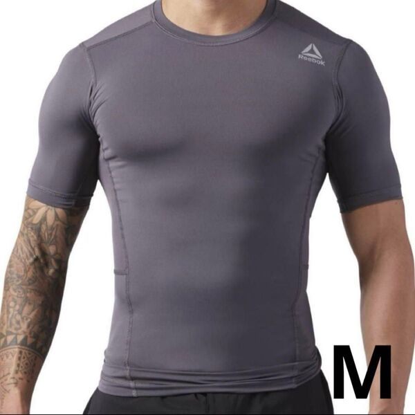 未使用 Reebok コンプレッション シャツ 半袖 M SPEED WICK グレー トレーニングウェア インナー