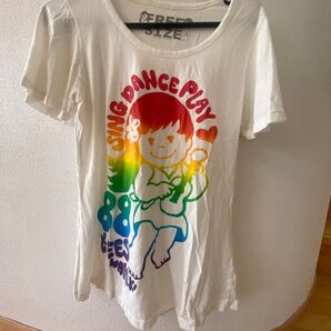 88tees Tシャツ レインボーロゴ ホワイト フリーサイズ 古着