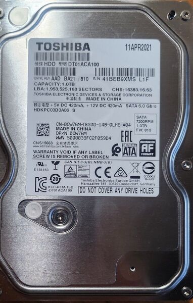 TOSHIBA DT01ACA100 1TB Avコマンド
