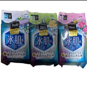 Ban 汗拭きシート 氷肌感 3種(ナチュラルソープ、シトラス、フローラル) 各30枚 3個セット