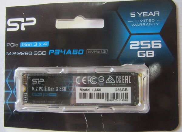 M.2 NVMe PCIe SSD Gen3×4 256GB P34A60 動作品