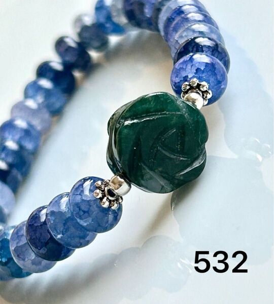 No.532【再販不可】天然石ブレスレット パワーストーン ハンドメイド オーシャンジャスパー薔薇