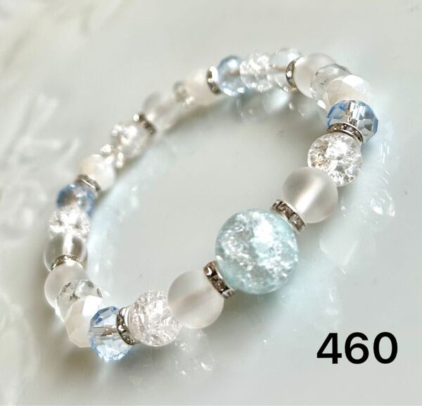No.460 天然石ブレスレット パワーストーン ハンドメイド クラック水晶 浄化