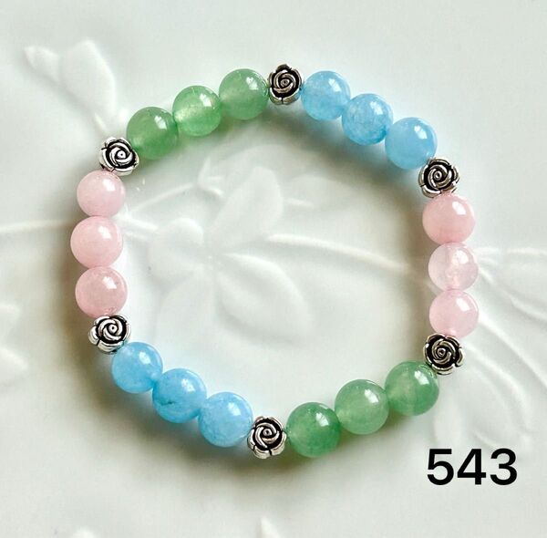 No.543 天然石ブレスレット パワーストーン ハンドメイド アクアマリン他