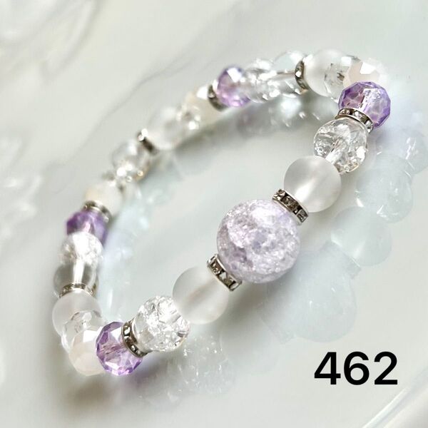 No.462 天然石ブレスレット パワーストーン ハンドメイド クラック水晶