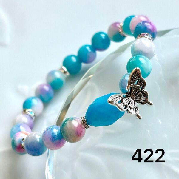 No.422 天然石ブレスレット パワーストーン ハンドメイド キャンディジェイド
