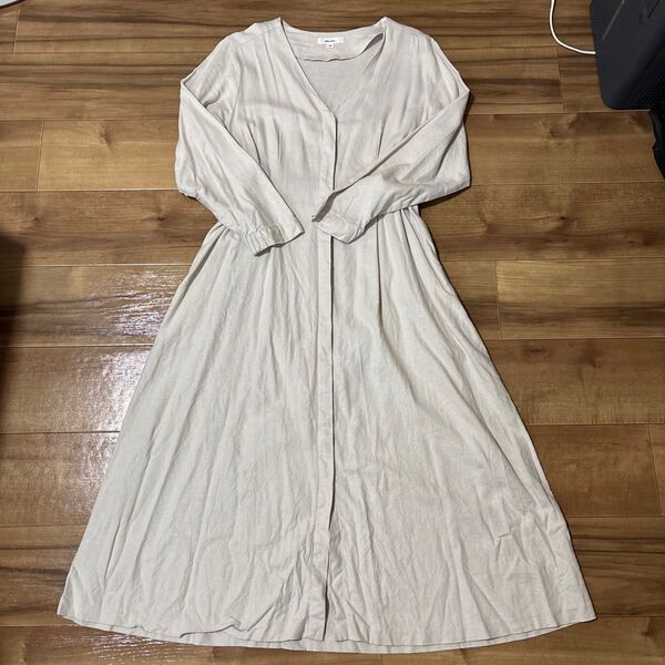 niko and ... 麻コットン ロングシャツワンピース ニコアンド ワンピース ロング 長袖 シャツ M