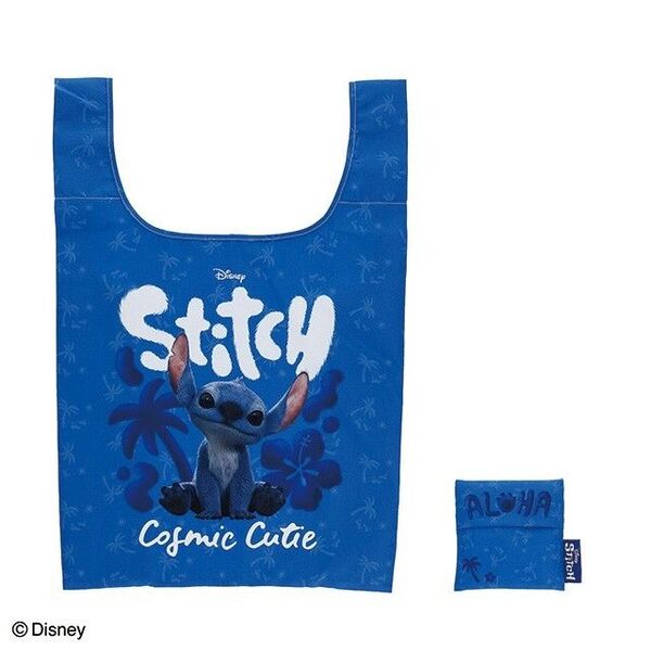 新商品。スティッチ アロハブルー エコバッグ ショッピング袋 ディズニー ネイビー