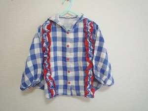  Mill te Berry with a hood . long sleeve shirt check blue 95cm