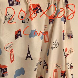 中古カフェカーテン 208×208cm 綿 ベージュ フランス風