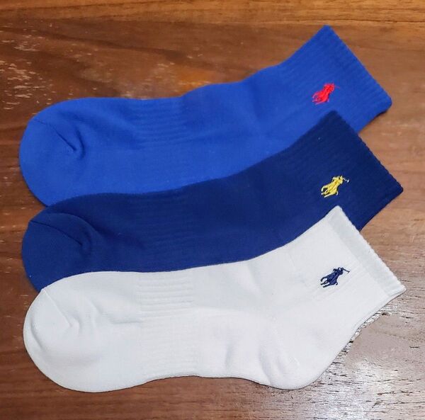 ポロラルフローレン 新品 メンズ 靴下(ブルー/ネイビー/ホワイト)