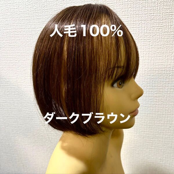 人毛ショートウィッグ ヘアピース トップピース 部分ウィッグ 頭頂部ウィッグ