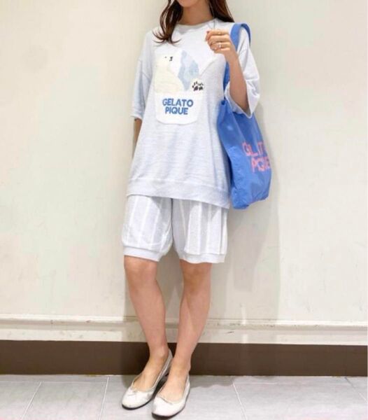 ジェラートピケ HOMME しろくまアイスジャガードプルオーバー&ハーフパンツ 上下セット