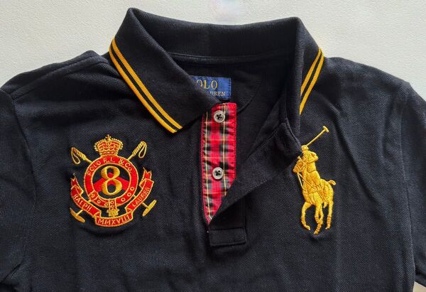 POLO RALPH LAUREN 半袖 ポロシャツ ブラック ゴールド ビッグポニー 140cm