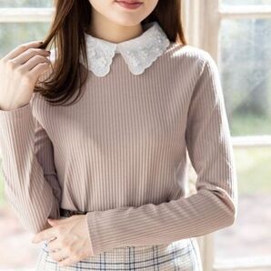 toccocloset トッコクローゼット 3Dミニフラワー襟付きトップス