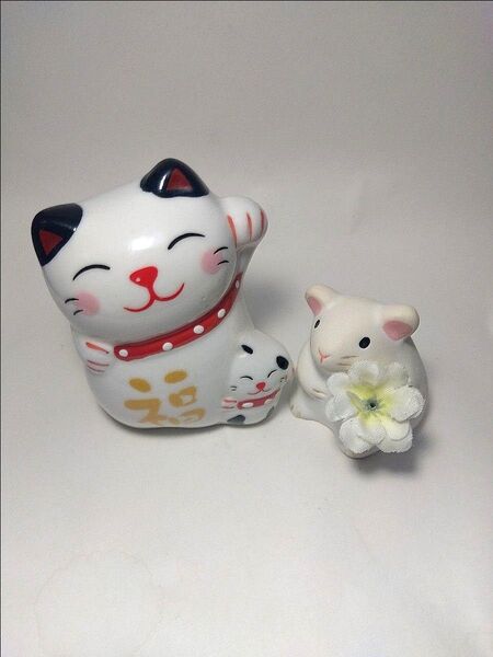 招き猫 福猫 福ねずみ セット 置物 縁起物 招福