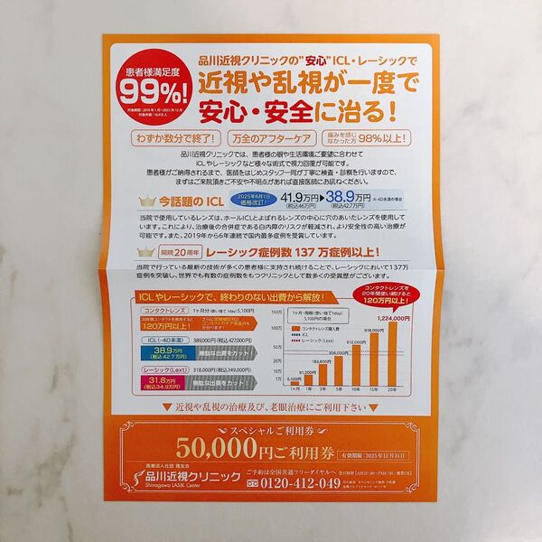 【匿名発送】品川近視クリニック 割引券