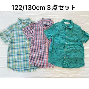 【122/130】半袖シャツ3点セット チェック柄恐竜ダイナソーH&M