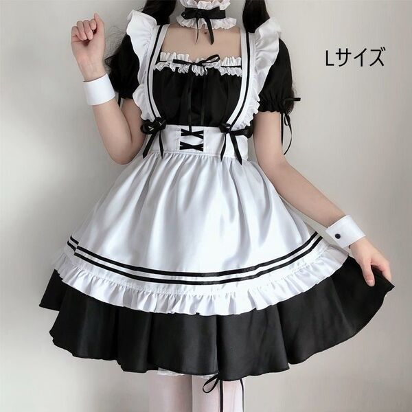メイド服 コスプレ仮装 初心者 セット かわいい コスチューム ホワイト+ブラック セット