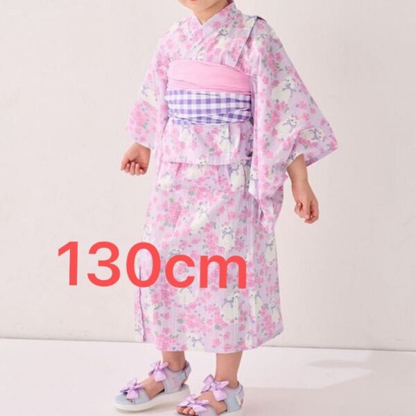 新品 エニィファム 130cm 浴衣 キッズ 女の子 猫 ワンピースタイプ セパレート