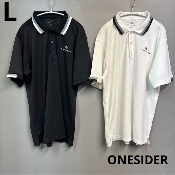 ONESIDER ポロシャツ ゴルフウェア トップス 2枚 ブラックホワイト L