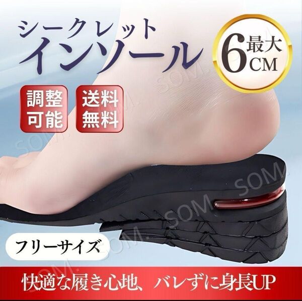 シークレットインソール 3段間 調整 中敷 エアインソール 厚底 身長 アップ 男女兼用