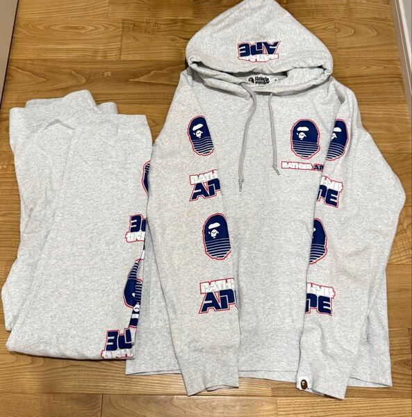 A・BATHING APE エイプ グレー セットアップ M
