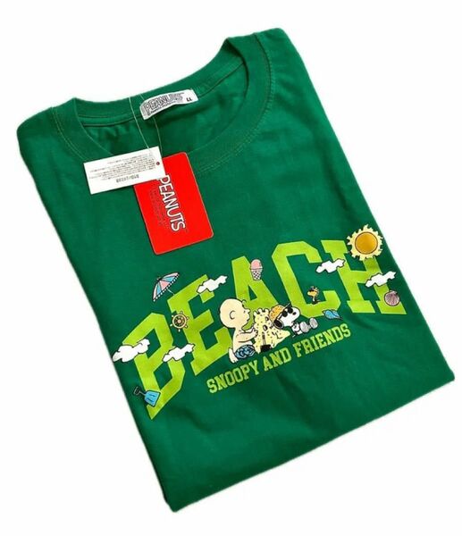タグ付【SNOOPY/スヌーピー】LL/チャーリーブラウン/ピーナッツ/キャラクターT PEANUTS スヌーピー ビーチTシャツ