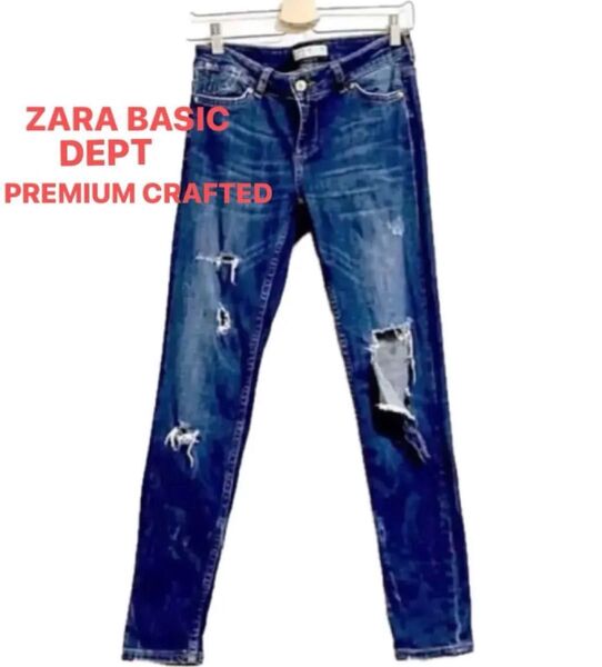 【ZARA/ザラ】ハードダメージ加工/ストレッチ スキニーデニム/デニムパンツ/ジーンズ/used加工/EUR 36/USA 04