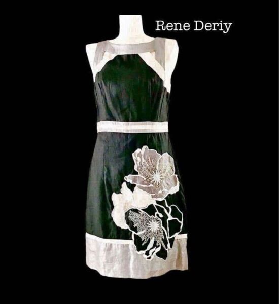 【Rene Deriy/ルネ デリー 】華やか♪フラワーモチーフ/リネンワンピース/麻/花刺繍&スパンコール/ルネデリ/リネン素材