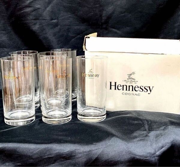 昭和レトロ♪未使用 【Hennessy ヘネシー 】グラス/6客 セット/ロゴ入り/グラスセット/倉庫整理品/タンブラー