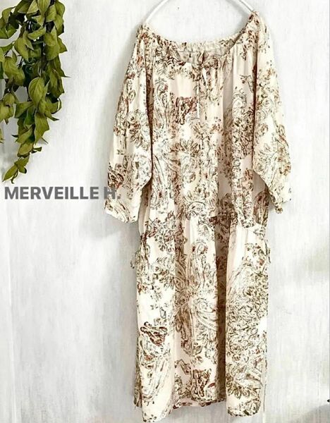 【MERVEILLE H. メルベイユアッシュ】ボタニカル柄♪可憐な チュニック ブラウス/ワンピース/ナチュラル/シャツワンピ