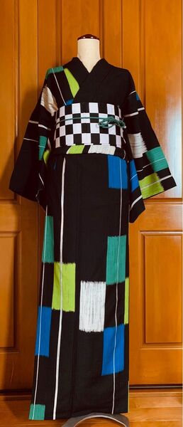 ジュンココシノ JK セオアルファ浴衣 タグ付き新品 帯と帯締めもオマケ セオα ポリエステル 夏着物 夏祭り花火大会