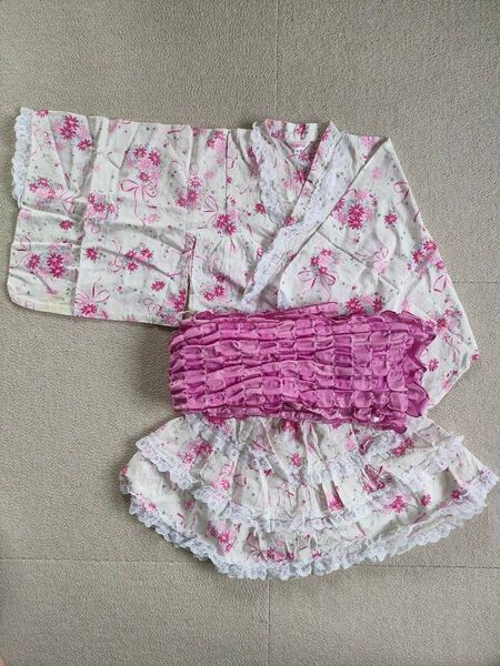 浴衣 ワンピース 上下別 女の子 120 帯 子供用浴衣
